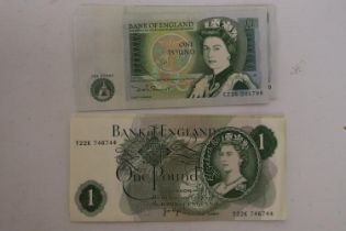 A SELECTION OF QE11 £1 BANKNOTES , X 14 , UNCIRCULATED. 5 PAIRS ARE CONSECUTIVE