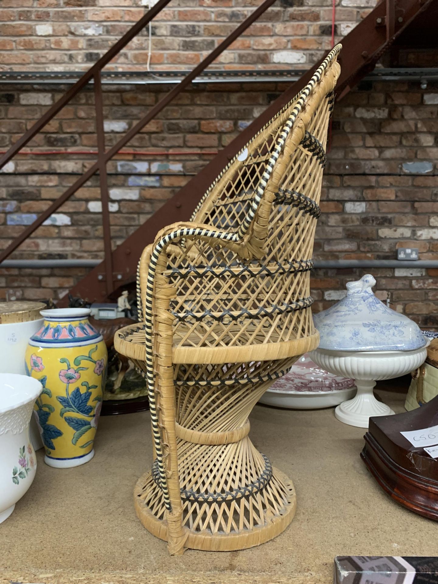 A MINIATURE WICKER 'PEACOCK' CHAIR - Image 2 of 2