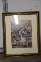 A SIGNED 1920'S FLORAL WATERCOLOUR