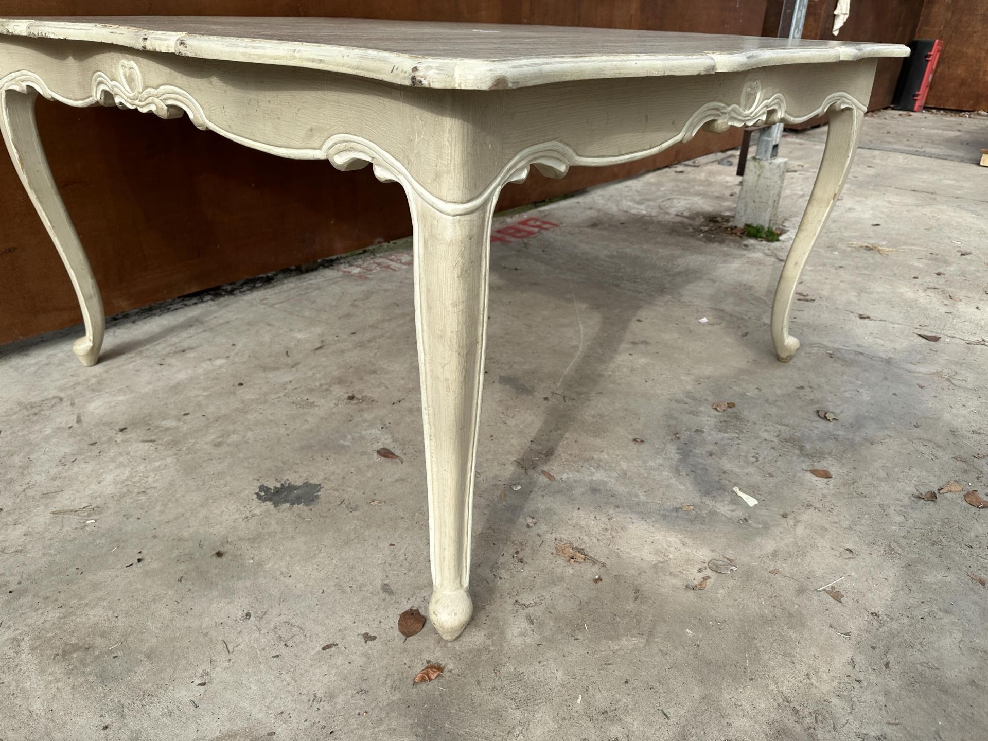 A PAINTED DIALMA BROWN DINING TABLE WITH WAVY RIM 59" SQUARE - Image 3 of 3