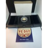 A 75TH ANNIVERSARY OF VE DAY GOLD PROOF JERSEY PENNY GROSS WEIGHT 4.0 GRAMS