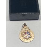 A MARKED 375 9 CARAT GOLD FOOTBALL MEDAL 1906 BRADFORD AND DISTRICT CHALLENGE CUP VICTORIA RANGERS