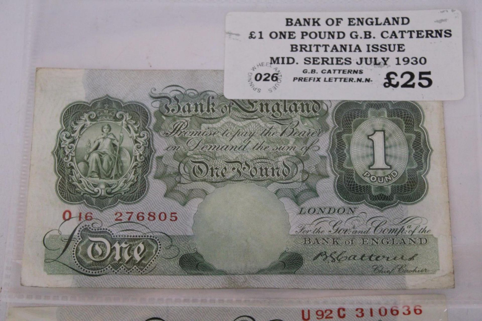 TWO ONE POUND NOTES AND A TEN SHILLING NOTE - Image 2 of 4