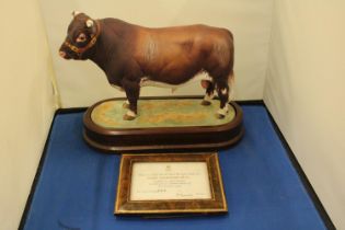 A ROYAL WORCESTER MODEL OF A DAIRY SHORTHORN BULL MODELLED BY DORIS LINDNER PRODUCED IN A LIMITED