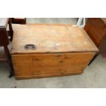 A VICTORIAN PINE BLANKET CHEST, 37" WIDE