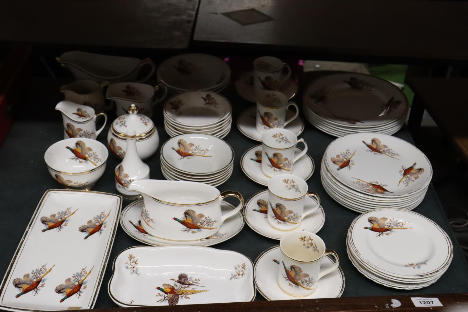 A PART STAFFORDSHIRE, 'SHERIDAN' CHINA DINNER SERVICE WITH PHEASANT DESIGN TO INCLUDE VARIOUS