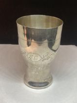 A MARKED 900 SILVER BEAKER