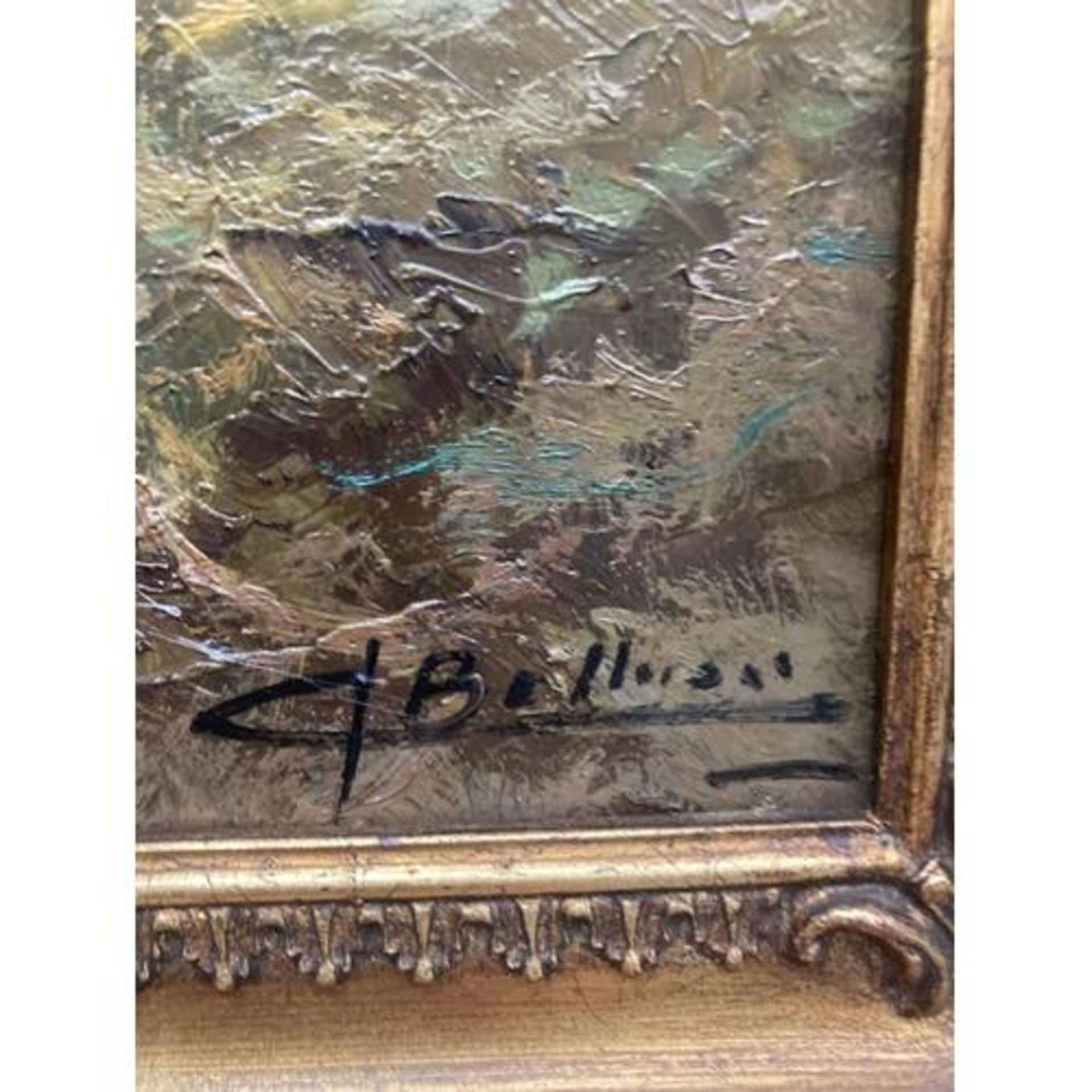 A GILT FRAMED OIL ON BOARD OF TWO CHILDREN BY A RIVER SIGNED 29.5CM X 23CM - Image 3 of 3