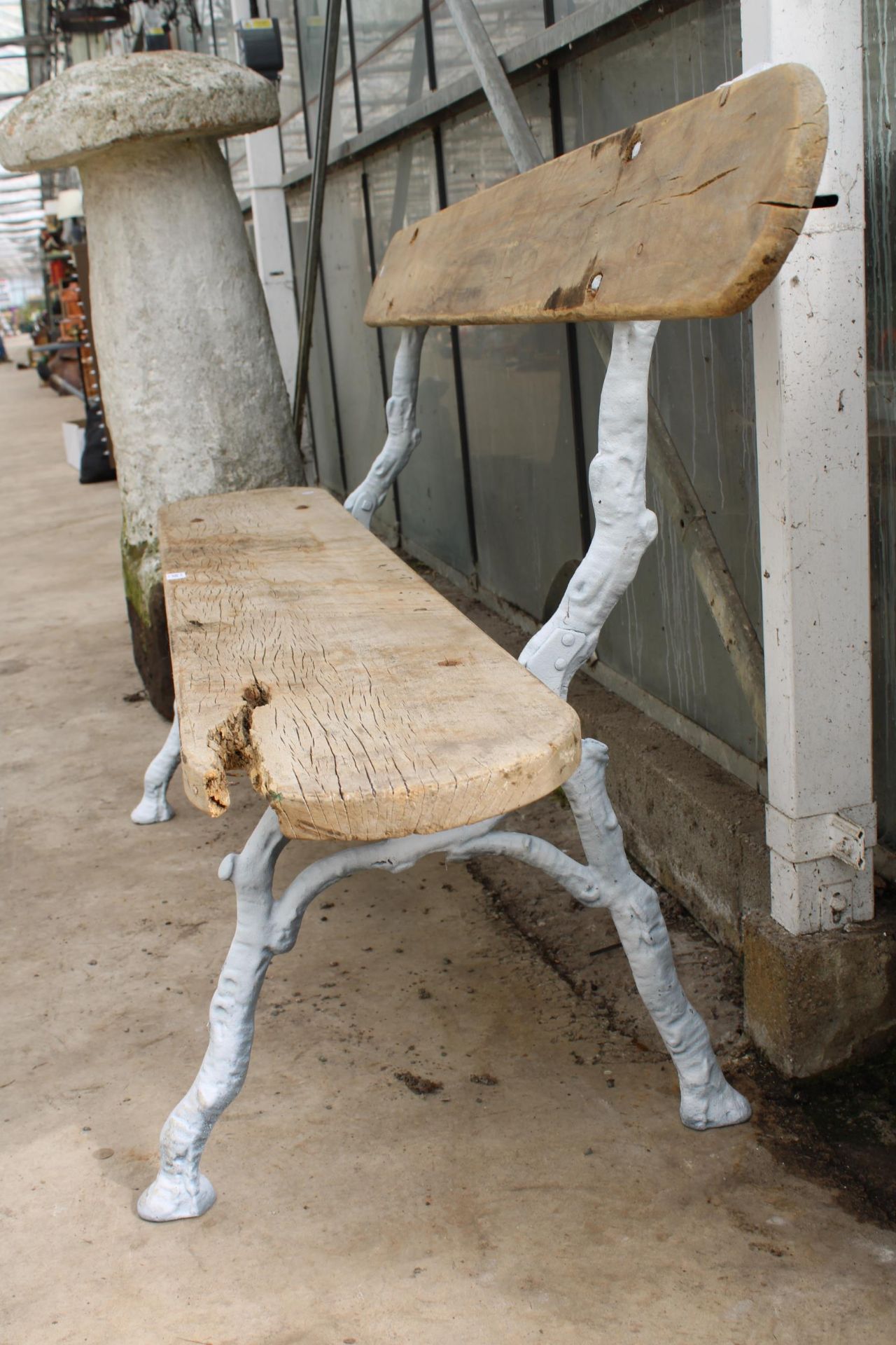 A 19TH CENYURY FRENCH GARDEN BENCH WITH FRENCH CAST IRON FAUX BOIS LEGS - Image 5 of 5