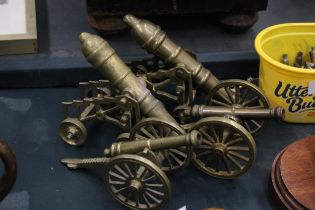FIVE VINTAGE BRASS CANONS