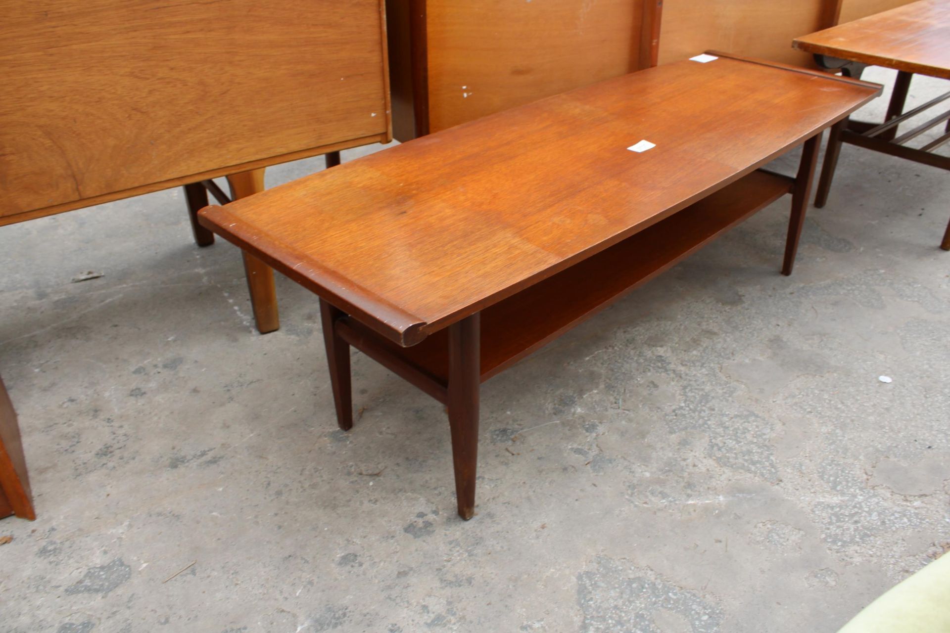 A RETRO TEAK TWO TIER COFFEE TABLE 45" X 14" - Image 2 of 2