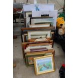 A LARGE ASSORTMENT OF FRAMED PRINTS AND PICTURES