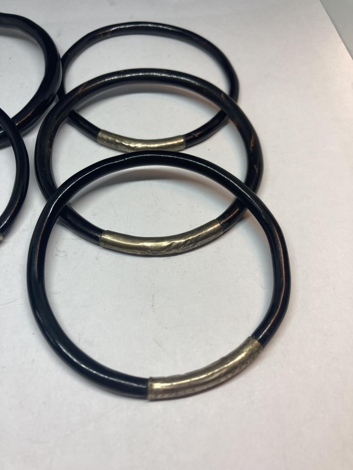 FIVE BANGLES POSSIBLY SILVER AND EBONY - Image 2 of 3