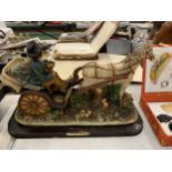 A LARGE MODEL OF A HORSE AND CART, 'NOSTALGIC MOMENTS', HEIGHT 24CM, LENGTH 37CM