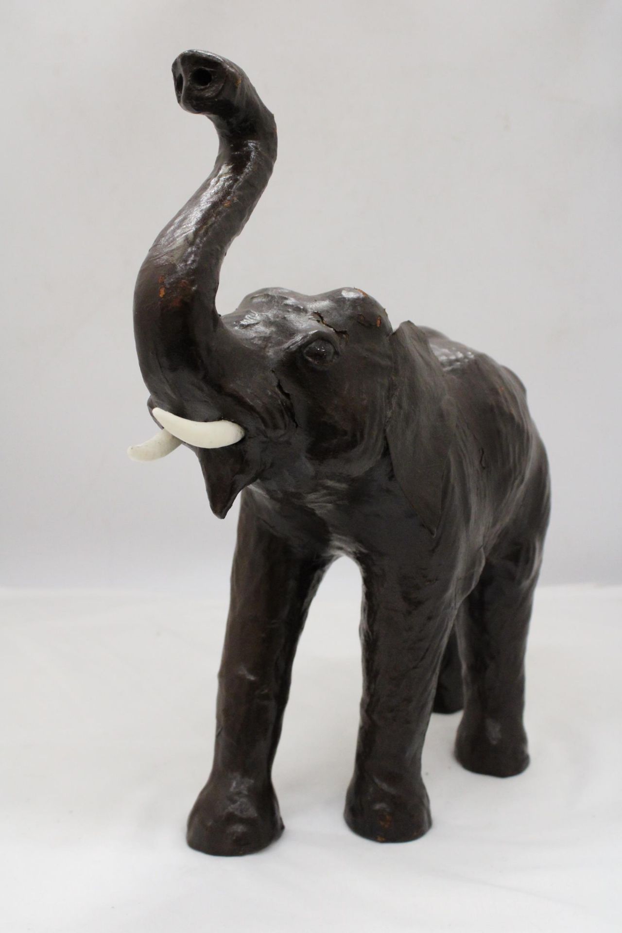 A VINTAGE LEATHER ELEPHANT, HEIGHT 35CM - Image 2 of 6