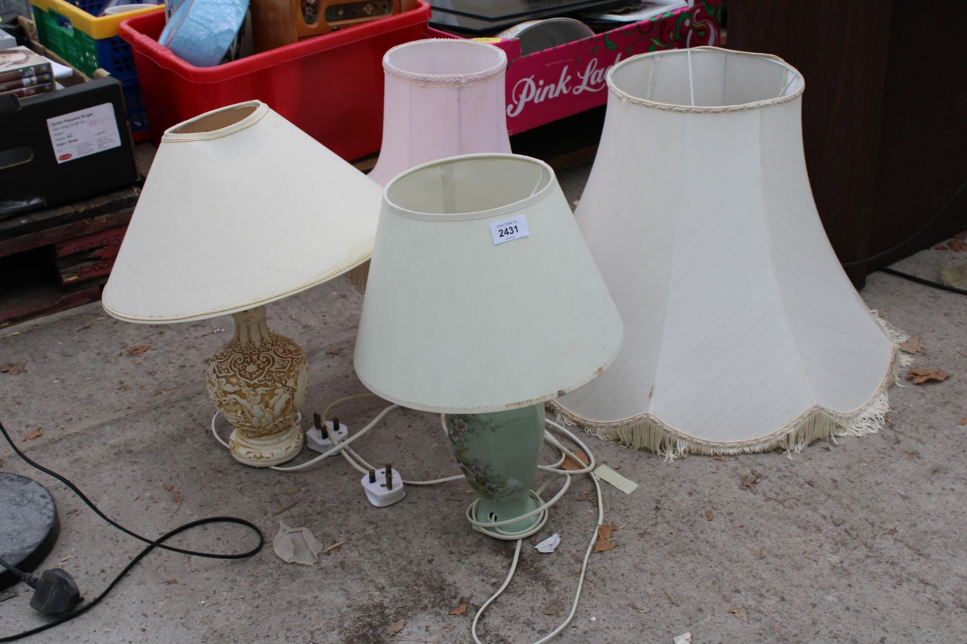 FOUR TABLE LAMPS WITH SHADES
