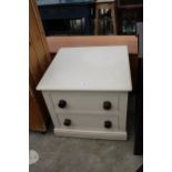 A MODERN PAINTED PINE CHEST OF TWO DRAWERS, CHEST 25" WIDE