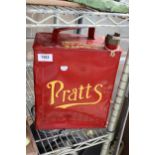 A PAINTED VINTAGE PRATTS FUEL CAN WITH CAP