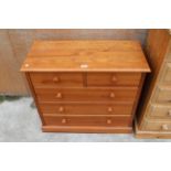 A MODERN PINE CHEST OF TWO SHORT AND THREE LONG DRAWERS, 33" WIDE