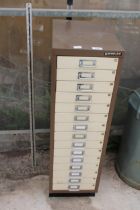 A BISLEY MINIATURE 15 DRAWER FILING CABINET