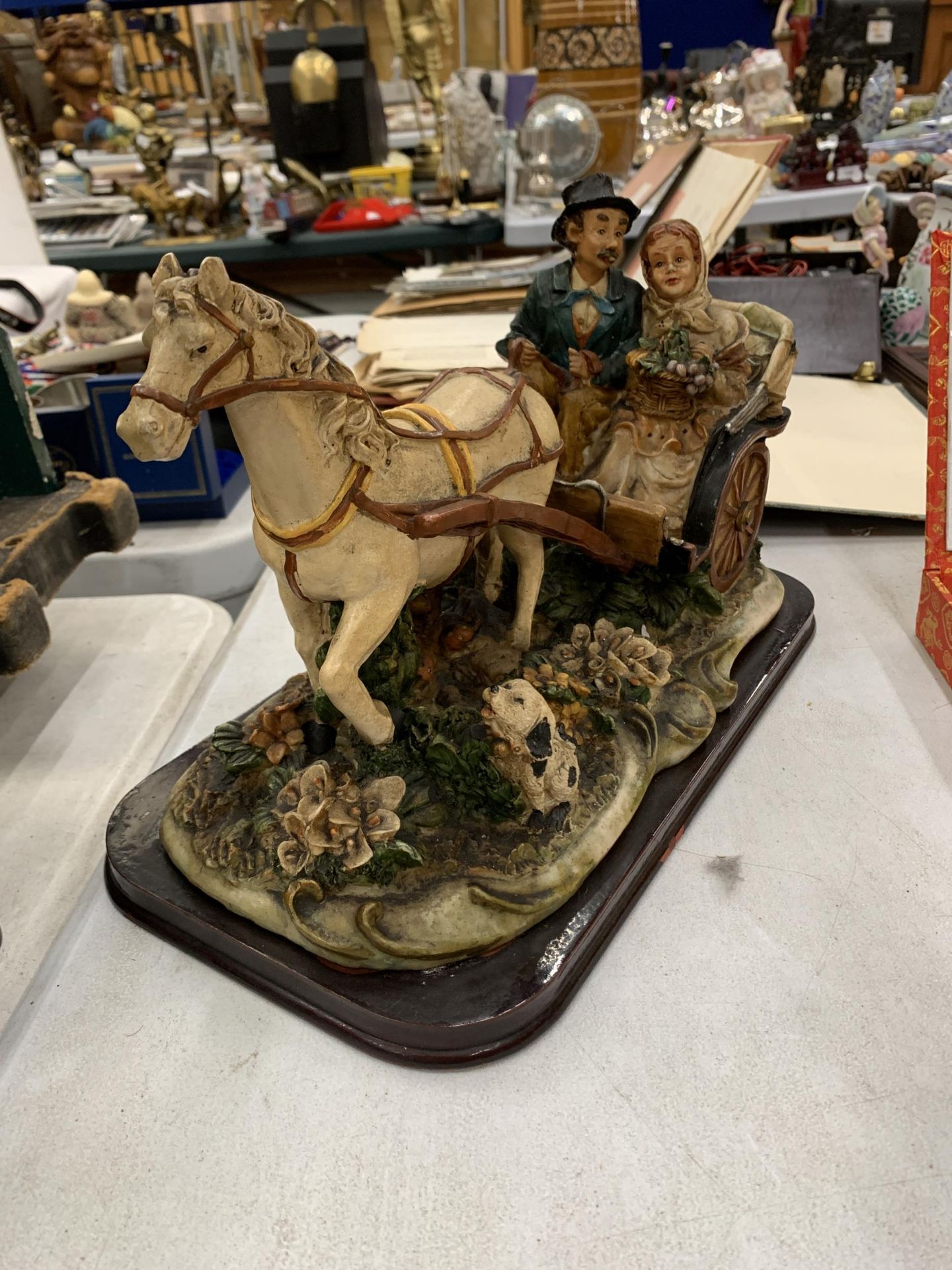 A LARGE MODEL OF A HORSE AND CART, 'NOSTALGIC MOMENTS', HEIGHT 24CM, LENGTH 37CM - Image 4 of 4