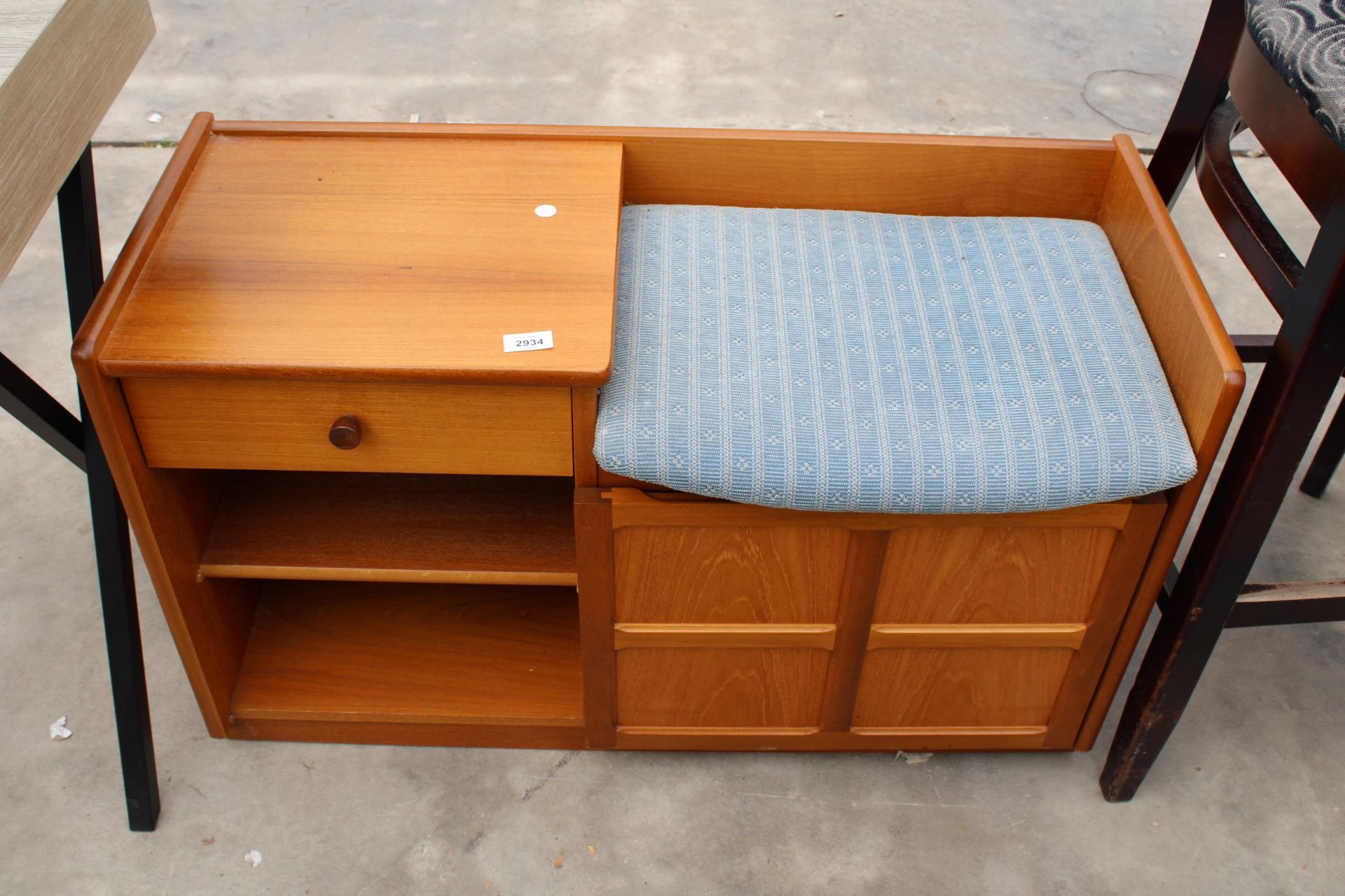 A RETRO TEAK PARKER KNOLL TELEPHONE TABLE/SEAT