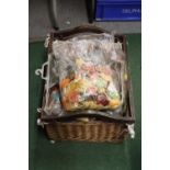 A LARGE BASKET OF TAPESTRY WOOL