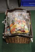 A LARGE BASKET OF TAPESTRY WOOL