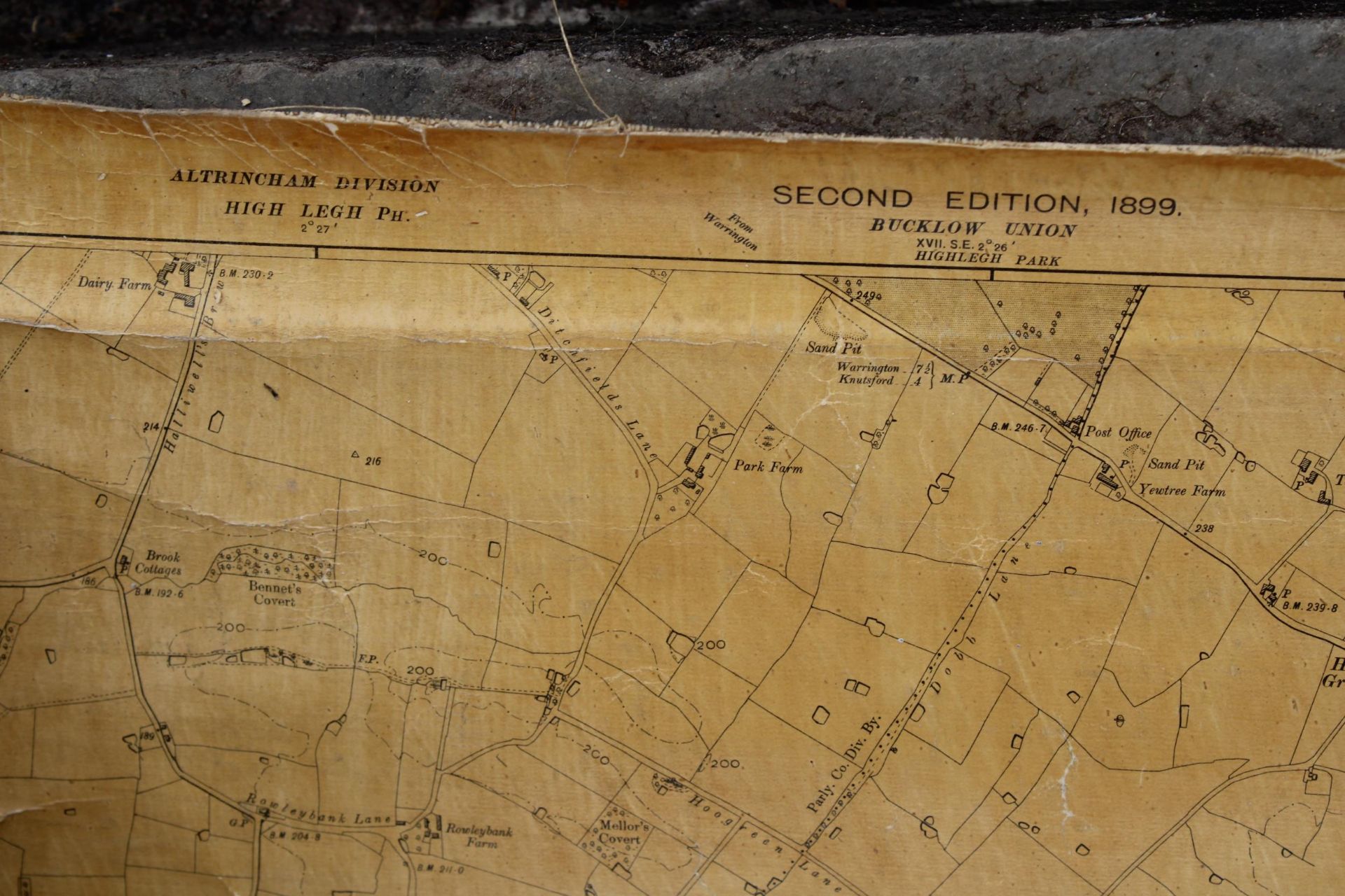 A LARGE VINTAGE MAP OF CHESHIRE - Image 3 of 5