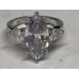 A MARKED 9K RING WITH 5 CARATS OF MOISSANITE SIZE L/M GROSS WEIGHT 4.85 GRAMS