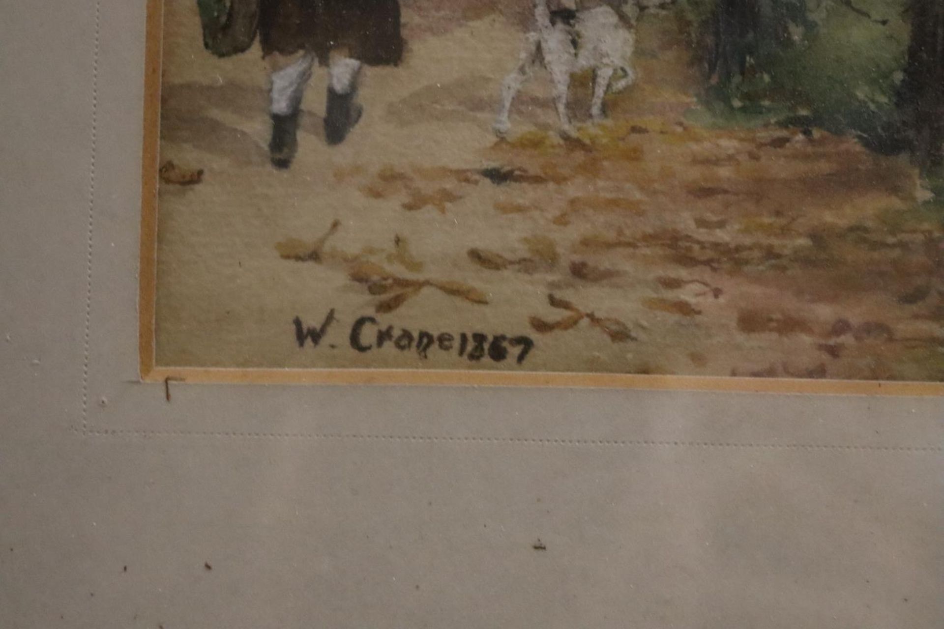 AN 1867 WATERCOLOUR (BY THE RIVER) SIGNED WILLIAM CRANE - Image 3 of 4