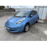 A 2012 NISSAN LEAF ELECTRIC CAR WITH CHARGER, REGISTRATION ML12 LZH. NO KEY, NO V5C, BELIEVED TO