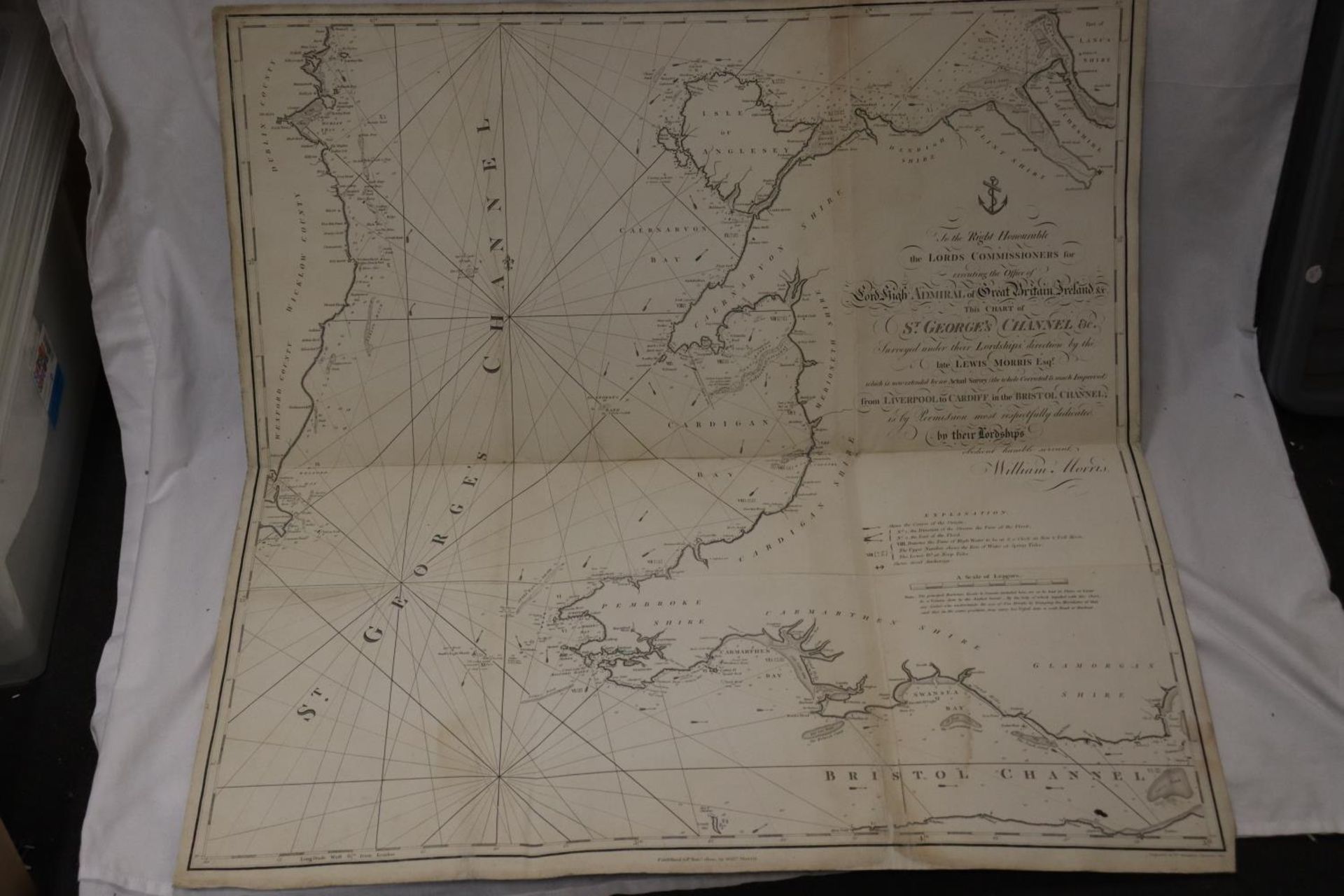 MORRIS (LEWIS) FOLD OUT MAP OF ST.GEORGES CHANNEL PUBLISHED 25TH NOVEMBER 1800 BY WILLIAM MORRIS, 92 - Image 4 of 7