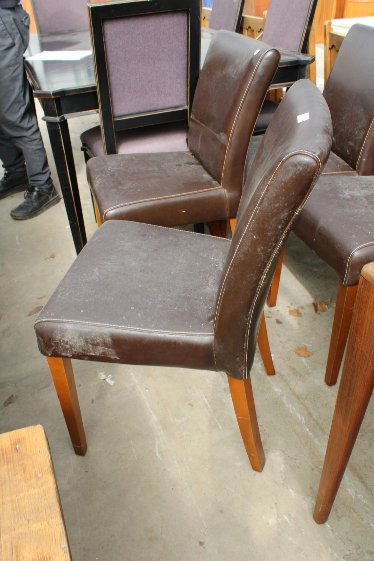 A SET OF FOUR MODERN FAUX LEATHER DINING CHAIRS - Image 2 of 2