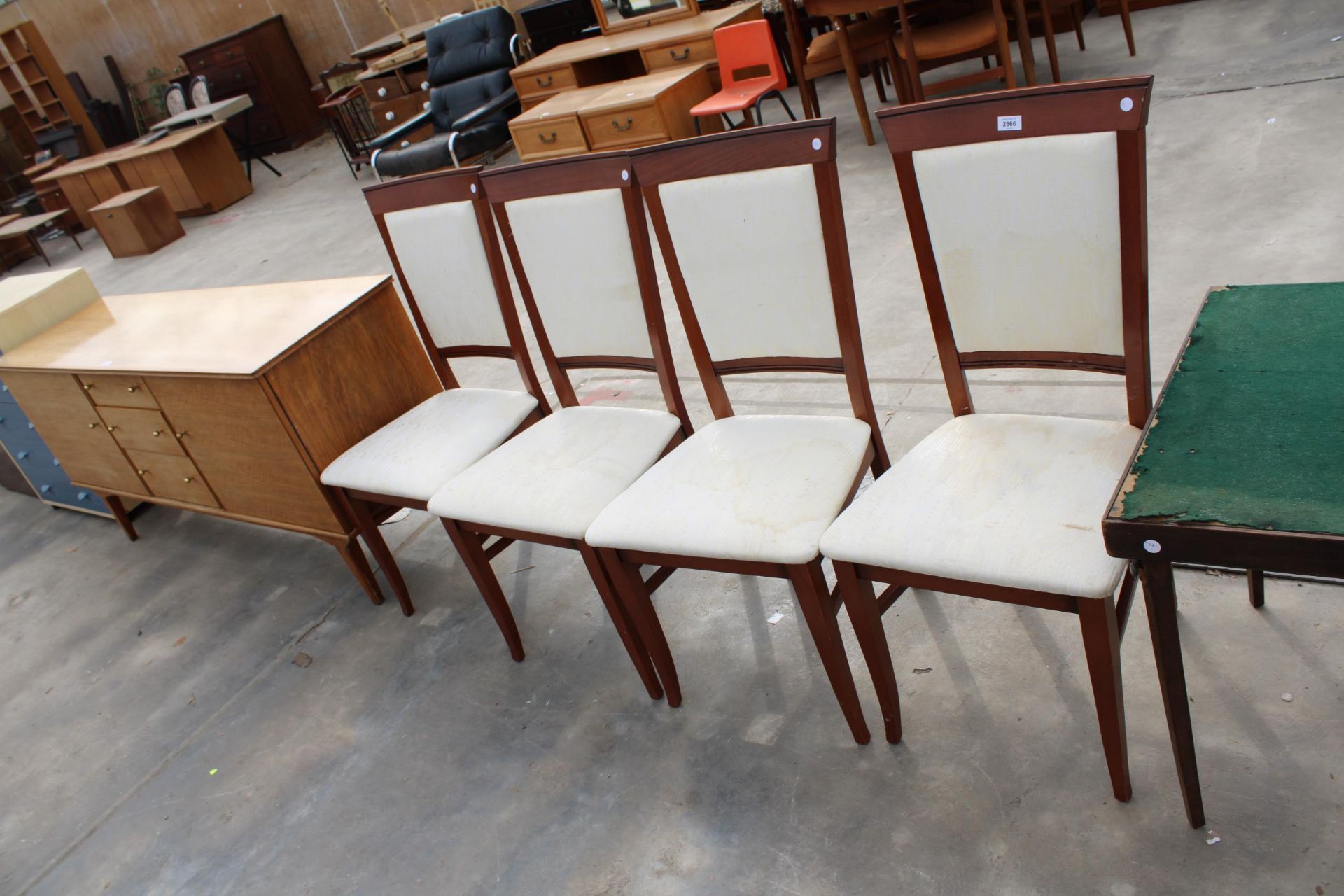 A SET OF MODERN GPLAN UPHOLSTERED DINING CHAIRS