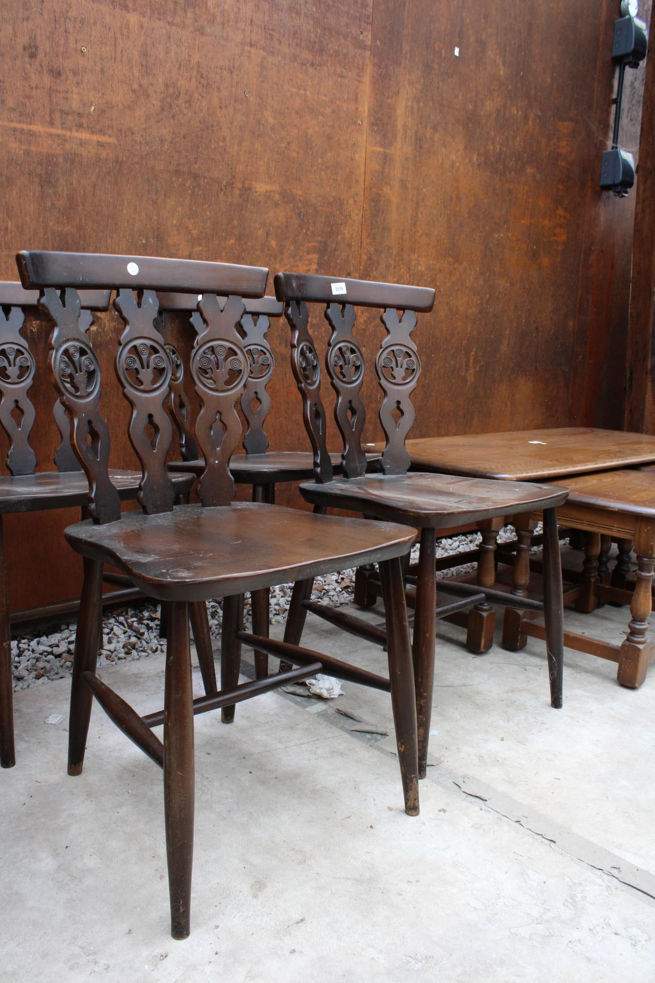 A SET OF FOUR ERCOL STYLE PLUME OF FEATHERS DINING CHAIRS - Image 2 of 2