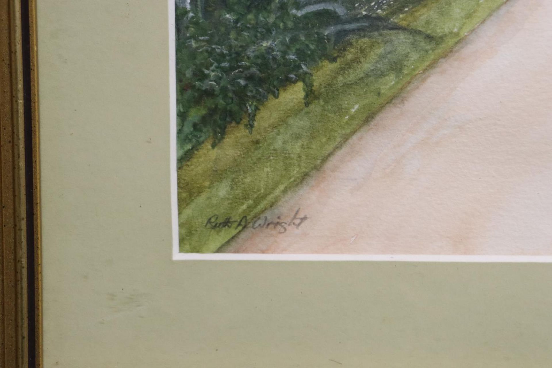 A 1937, SIGNED RUTH WRIGHT, WATERCOLOUR, 'THE PATH TO POWYS CASTLE' - Image 2 of 4