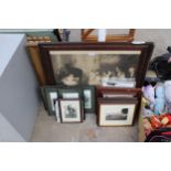 AN ASSORTMENT OF VARIOUS VINTAGE FRAMED PRINTS AND PICTURES