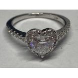 A MARKED 9K RING WITH 1 CARAT OF MOISSANITE IN A HEART DESIGN SIZE L/M GROSS WEIGHT 2.98 GRAMS