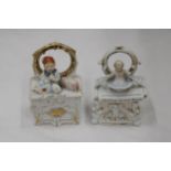 TWO VINTAGE GERMAN CONTA AND BOHME FAIRINGS TRINKET BOXES, TO INCLUDE 'A LITTLE TURK' - RESTORED AND