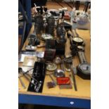A LARGE QUANTITY OF MIXED ITEMS TO INCLUDE BAROMETERS, CIGARETTE CASES, SILVERPLATE TANKARDS, CAMERA