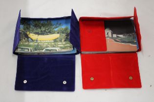 TWO VELVET CASES OF AUSTRALIAN PRE-STAMPED POSTCARDS