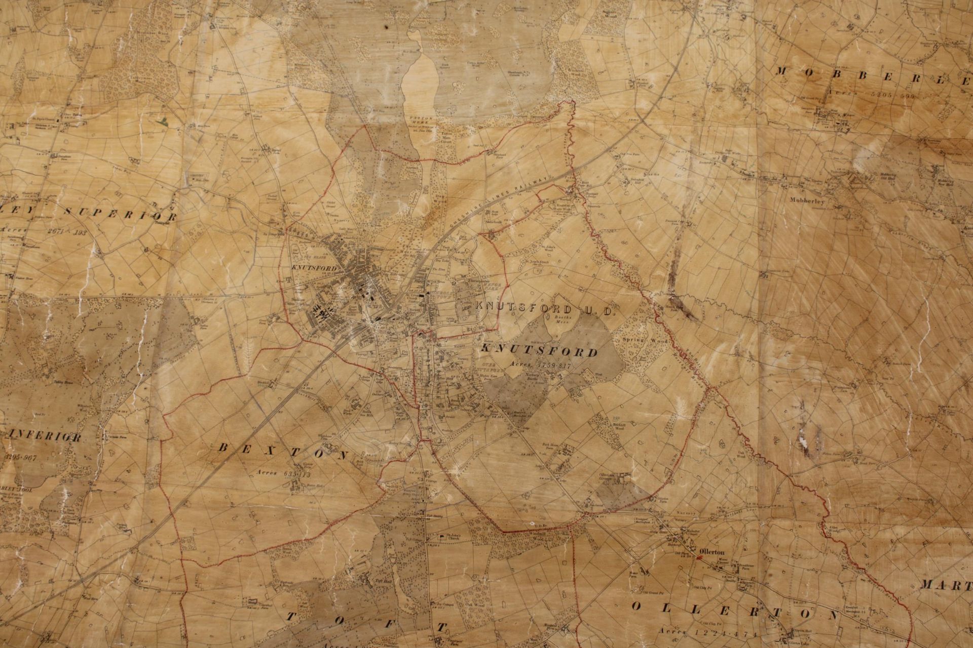 A LARGE VINTAGE MAP OF CHESHIRE - Image 2 of 5