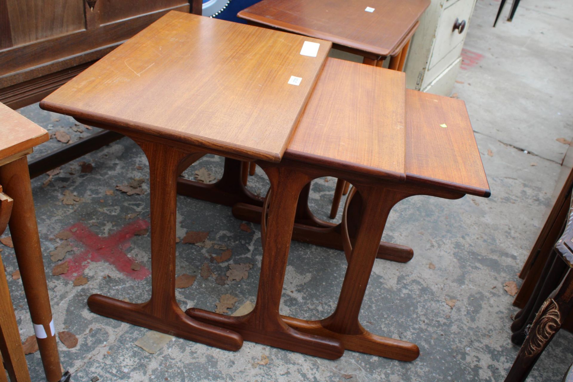 A RETRO TEAK NEST OF THREE TABLES BY G PLAN