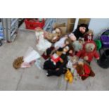 AN ASSORTMENT OF VARIOUS VINTAGE TEDDIES AND DOLLS