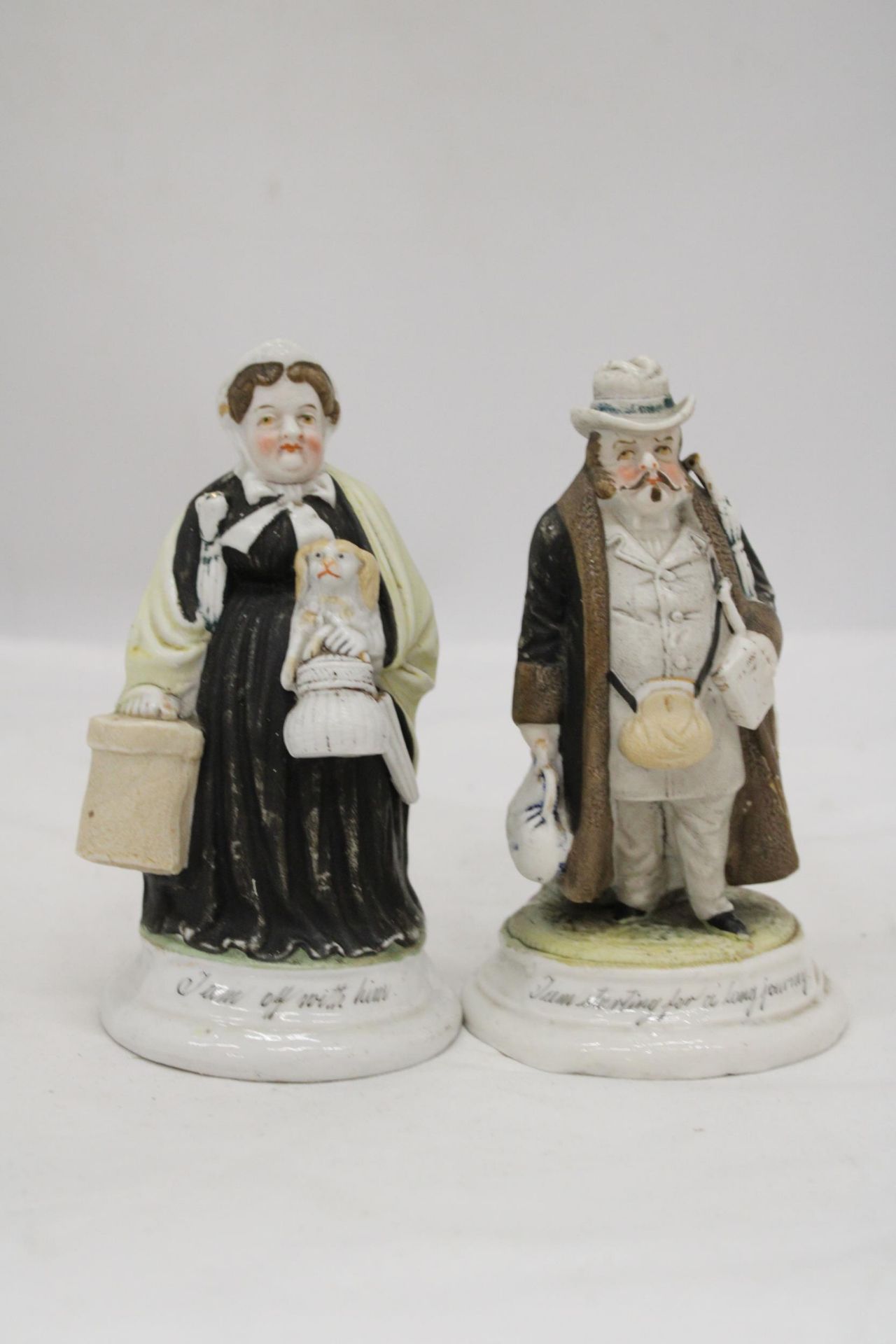 TWO ORIGINAL CONTA AND BOHME GERMAN FAIRINGS MATCHSTICK HOLDERS, 'I AM STARTING FOR A LONG JOURNEY', - Image 2 of 6