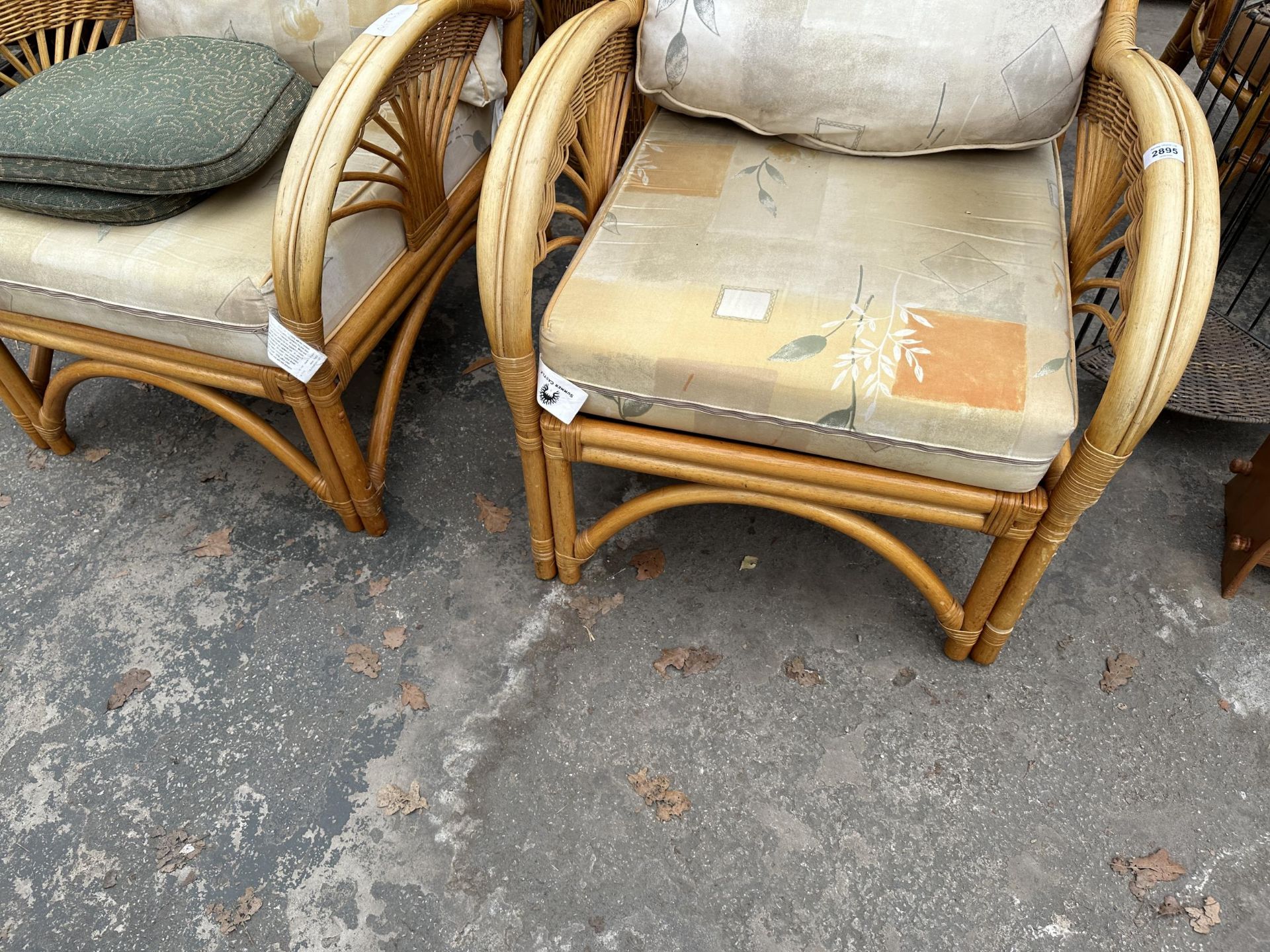 A PAIR OF BAMBOO AND WICKER EASY CHAIRS - Image 3 of 3