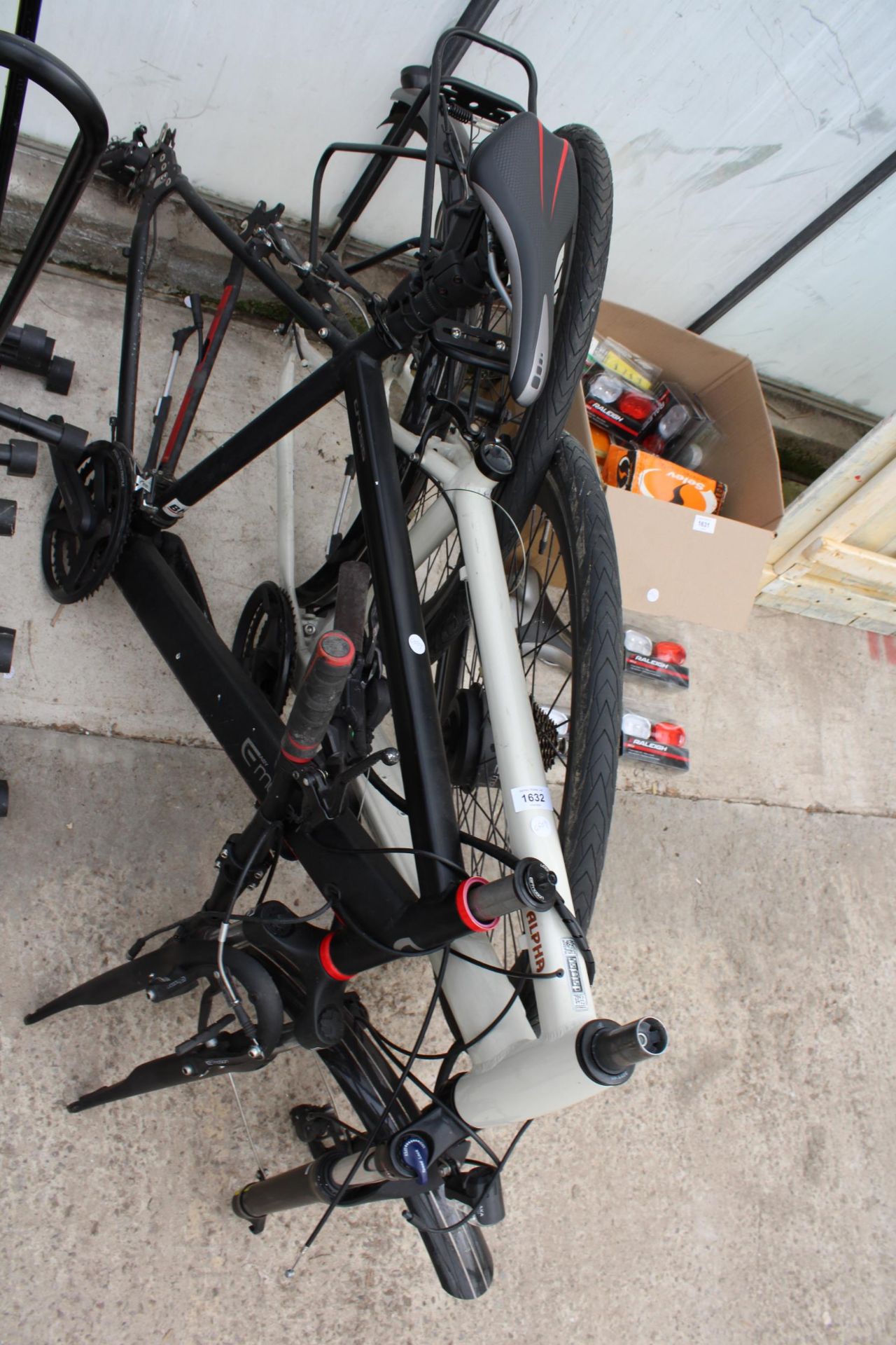 TWO BIKE FRAMES TO INCLUDE AN ALPHA, TWO WHEELS AND TYRES AND A SET OF HANDLE BARS ETC - Image 2 of 3