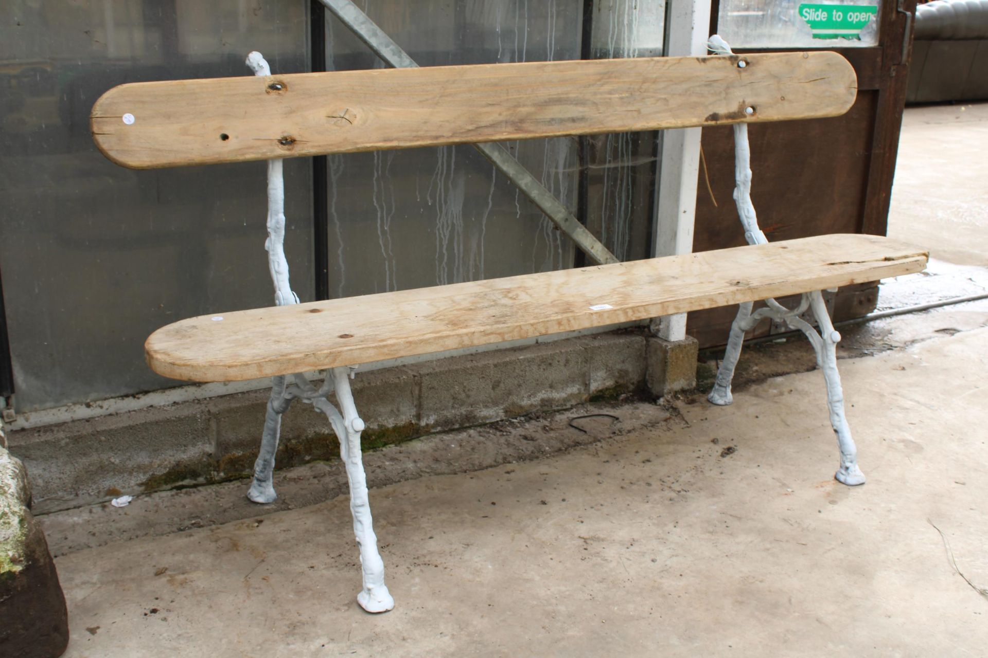 A 19TH CENYURY FRENCH GARDEN BENCH WITH FRENCH CAST IRON FAUX BOIS LEGS - Image 3 of 5