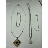 TWO SILVER NECKLACES AND BRACELETS